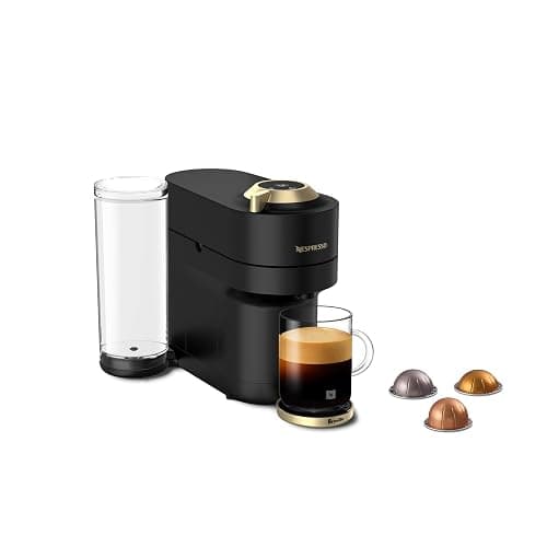 Nespresso Vertuo Pop+ Deluxe Coffee and Espresso Machine by Breville - Matte Black and Gold - Image 1