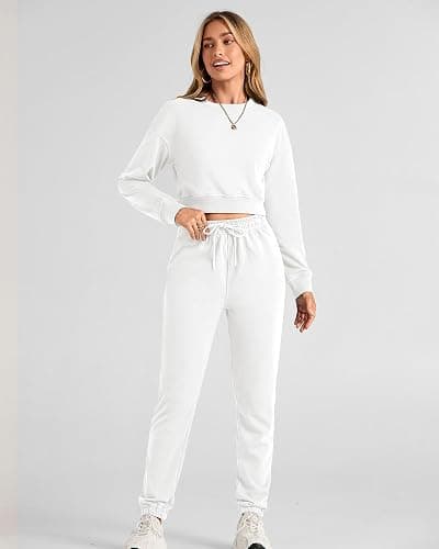 BTFBM Women 2 Piece Outfits Long Sleeve Crop Top Pullover Drawstring Pant Jogger Set Casual Sweatsuits Tracksuit Pockets thumbnail 4