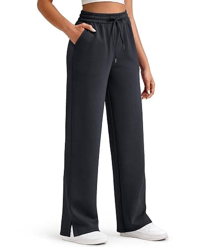 G4Free Smoofit Modal Soft Women's Wide Leg Sweatpants High Waisted Drawstring Side Slit Casual Pants 25"/27"/29"/31"/33" - Image 1