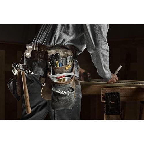 DEWALT Leather Tool Belt Organizer with 18 Pockets, Heavy Duty Construction (DWST550113) thumbnail 2