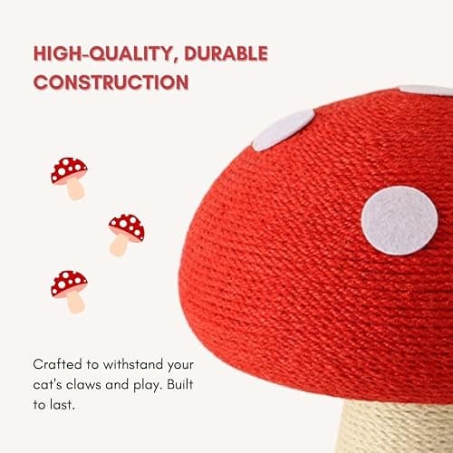 Mushroom Cat Scratching Post - Unique Design, Sisal-Wrapped, Ideal for Medium and Small Cat, Cat Scratcher Cute with 100% Sisal Covered Scratching Post, Mushroom Cat Post for Indoor Cats thumbnail 4