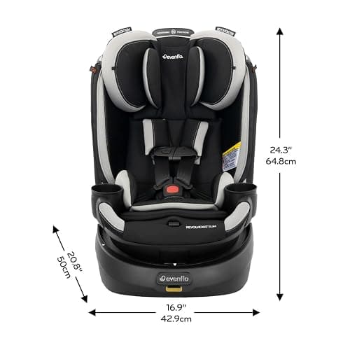 Evenflo Revolve360 Slim 2-in-1 Rotating Car Seat | with Quick Clean Cover, Rear-Facing and Forward-Facing Modes, Infant-6 Years, 4-65 lbs (Salem Black) thumbnail 2