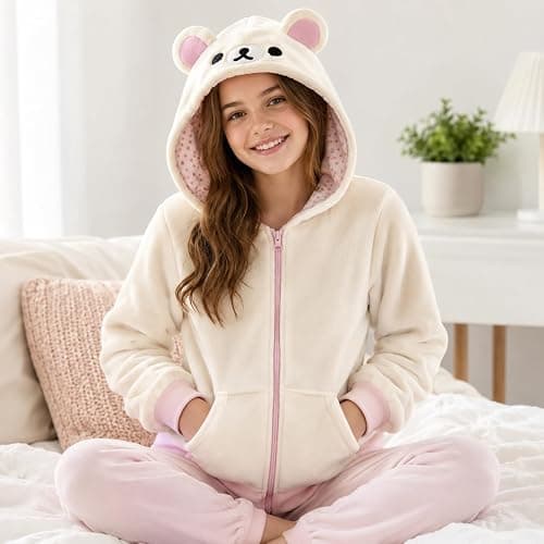 Y2K Cute Bear Ear Zip Up Hoodie Plush Fleece Jacket Kawaii 2000s Harajuku Hooded Sweatshirt Aesthetic Coat thumbnail 3