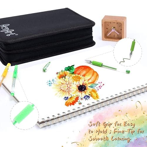 Aen Art Gel Pens for Adult Coloring Books, 160 Pack Artist Colored Gel Pen with 40% More Ink, Black Case. Perfect for Drawing Doodle Crafts Journaling Planner thumbnail 5