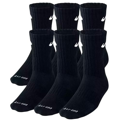 NIKE Plus Cushion Socks (6-Pair) (L (Men's 8-12 / Women's 10-13), Crew Black) - Image 1