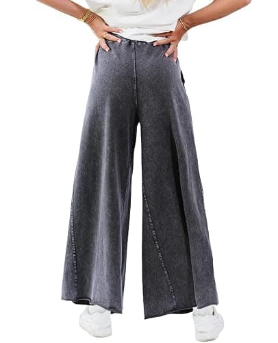 TITOMD Women Wide Leg Sweatpants Jeans Acid Wash High Waist Baggy Trouser Vintage Loose Boyfriend Denim Pants Y2K thumbnail 2