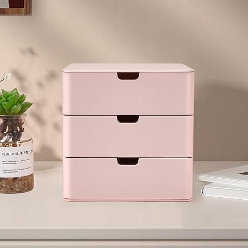 Dalanpa 3-Drawer Vanity Organizer, Compact Storage Organization Drawers Small Size Pink thumbnail 6
