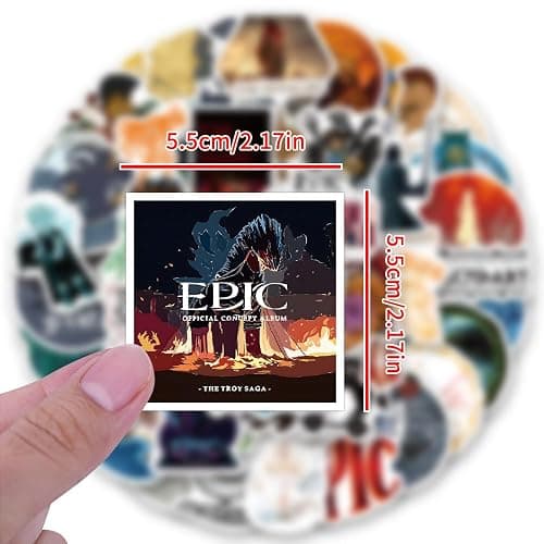 57PCS Epic The Musical Stickers Pack Vinyl Aesthetics Stickers for Scrapbooking, Diary, Laptop, Bumper, Skateboard, Water Bottle, Computer, Phone, Cartoon, Hard hat, Car Sticker and Decals thumbnail 2