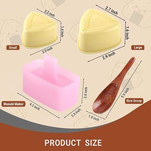 3 Pack Musubi Press Kit with Onigiri Mold，Non-Stick Sushi Maker for Bento Boxes, Kid Lunch & Homemade Musubi (Easy Demold) thumbnail 2
