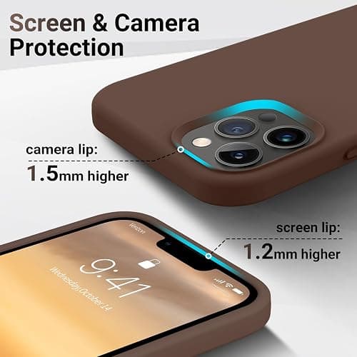 AOTESIER Shockproof Designed for iPhone 12 Pro Max Case, Liquid Silicone Phone Case with [Soft Anti-Scratch Microfiber Lining] Drop Protection 6.7 inch Slim Thin Cover, Chocolate thumbnail 3