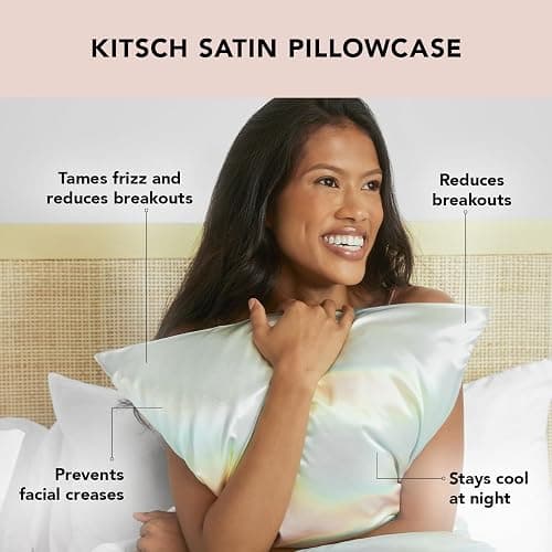 Kitsch Satin Pillowcase with Zipper for Hair & Skin, Softer Than Silk Pillow Cases Queen, Wrinkle-Free, Smooth and Cooling Satin Pillow Covers, Standard Size 19"x26" - Aura, 2pcs thumbnail 4