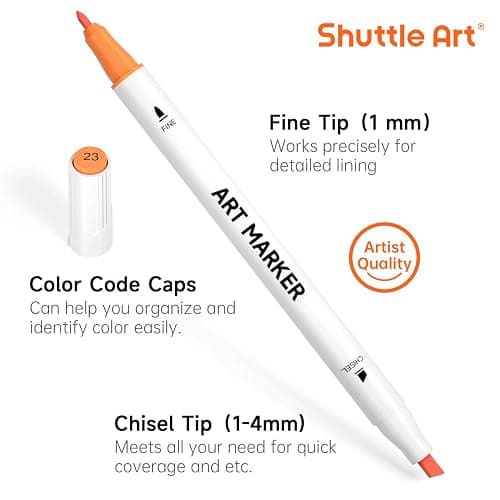 Shuttle Art 30 Colors Dual Tip Art Markers Permanent Marker Pens Highlighters Perfect for Illustration Adult Coloring Sketching and Card Making thumbnail 5