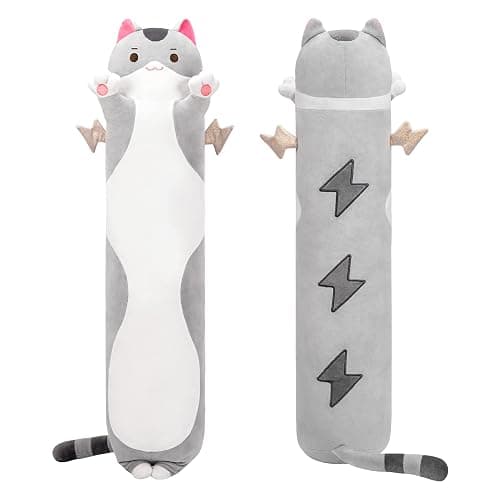 Mewaii Long Cat Plush 5 Sizes, 120% Extra Filling Giant Plushness Kids Body Pillow, Kawaii Cute Grey Cat Stuffed Animals Plushies, Big Long Body Pillow Cat Plush Gift for Girls 20” - Grey Cat 2025 - 19.6in/50cm thumbnail 2