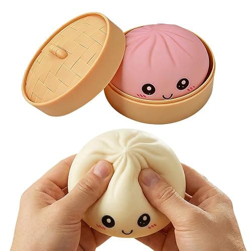 Dumpling Squishies, Handmade Pressure Relief Balls, Dumpling Squishy Big Bun Squeeze Dough Ball Stress Relief Fidget (Pink) thumbnail 4