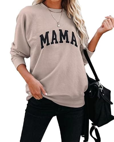 LEEDYA Women Long Sleeve Mama Sweatshirts Round Neck Pullover Loose Lightweight Blouse Tops thumbnail 2