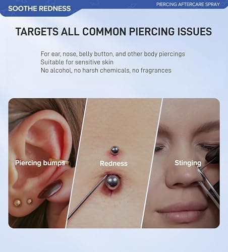 4OZ Piercing Aftercare Spray, Saline Spray for Piercings, Piercing Cleanser for Ear, Nose & Belly Button, Travel Size thumbnail 4