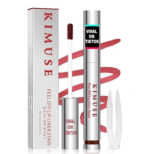 KIMUSE Lip Stain, Long Lasting Lip Stain Peel Off, Waterproof Peel Off Lip Liner Stain, Transfer-Proof Lip Tint Stain with Tweezer, Highly Pigmented Color, Matte Finish - Image 1