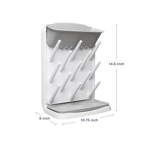 Ubbi Vertical Baby Bottle Drying Rack, Space Saving Countertop Drying Rack Baby Accessory, Gray thumbnail 3