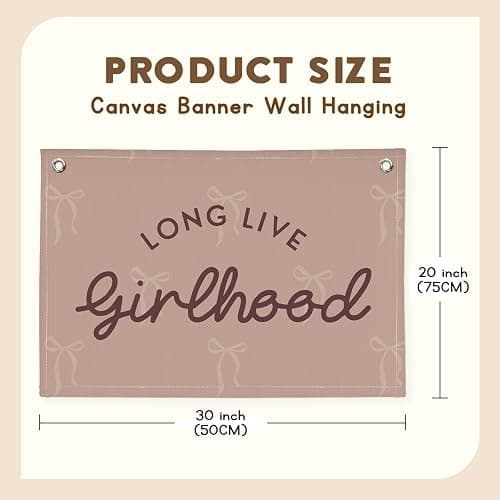XYDEG Pink Girls Room Decor，Vintage Coquette Bow Hanging Linen Banner Flag for Baby Girls Nursery Teen Girl Bedroom Dorm Decorations Kids Toddler Room Nursery Playroom Wall,girlroom thumbnail 3