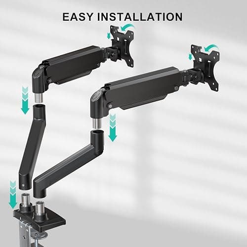 WALI Dual Monitor Stand for 13-32 inch Computer Screens, Dual Monitor Arms for 2 Monitors Holds up to 22 lbs, Height Adjustable Dual Monitors Mount, VESA 75x75/100x100mm (GSMP002N), Black thumbnail 7