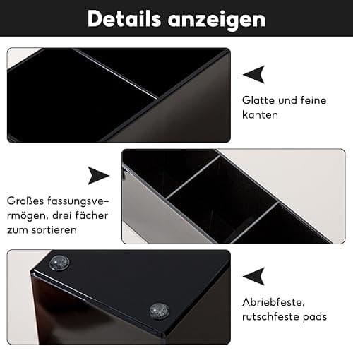 SJDOFU Kosmetik Organizer, Schminkpinsel Behälter, Kosmetik Pinselhalter mit 3 Fächer, Acryl Schminkpinsel Behälter Kosmetikpinsel für Pinsel Eyeliner Lippenstift Bürsten(Schwarz) thumbnail 4