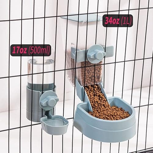Oncpcare Rabbit Food Dispenser Water Bottle, Small Animal Bowls for Cage, Hanging Automatic Small Pet Water Bowl for Bunny Guinea Pig Ferret thumbnail 3
