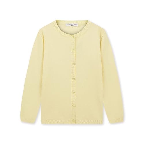 CUNYI Girl's Crewneck Lightweight Button-up Cardigan Cotton Knit Sweater Casual Cute Outerwear - Image 1