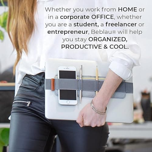 Beblau Slim Schlanker Schreibtisch Organizer zum Anbringen an Laptop & Notebook | Kabel Organizer & Büro Gadget | Flexibles Schreibtisch Zubehör für 13"-17" Laptops & A4-Notebooks | Zartes Lila thumbnail 4