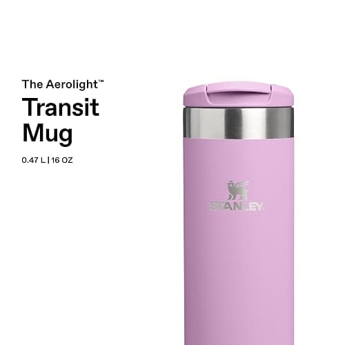 Stanley 1913 Aerolight Transit Travel Mug 0.47L - Keeps 6 Hours Hot - 8 Hours Cold - Dishwasher Safe - Leakproof - Car Cup Holder Compatible - Insulated Coffee Cup - Lilac thumbnail 3