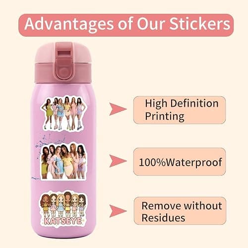 120Pcs Katseye Stickers, Waterproof Vinyl Stickers for Laptop, Water Bottle, Scrapbooking, Notebook, Phone Case, Guitar, Cute Katseye Aesthetic Decals for Teens & Fans thumbnail 6