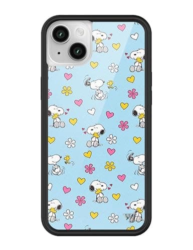 Wildflower Cases - Compatible with iPhone 13/14 | Protective Bumper, 6.5ft Drop Test Certified, Women Owned Small Business | Snoopy Blue Yellow Heart Flower Trendy | Mad Happy x Peanuts - Image 1