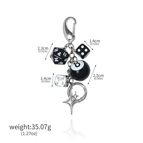 YURAOER Lucky Dice Cherry Magic 8 Ball Keychain Billiard Ball Star Cherry Bags Charms Cute Y2k Keychain for Women Men thumbnail 3