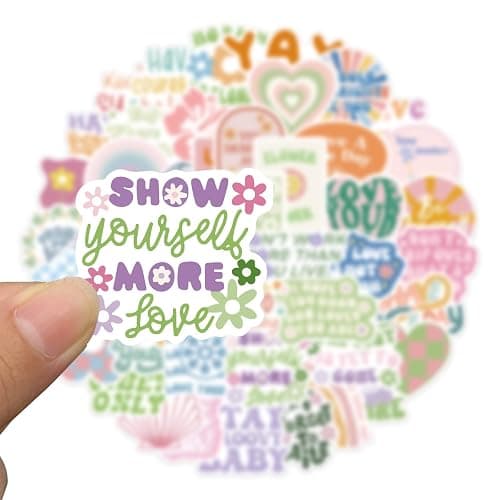 100pcs Preppy Aesthetic Stickers Pack - Waterproof Vinyl Decals for Water Bottles, Laptop & Phone - Positive Motivational Quotes, Inspirational Pink Stickers for Girls Women Kids thumbnail 3