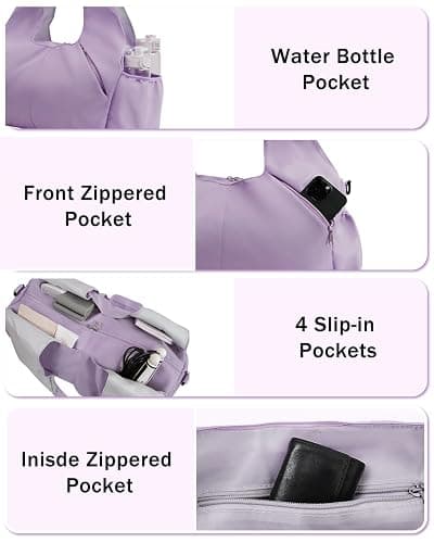 RHDZO Gym Bag for Women with Shoe Compartment Yoga Mat Bag with Wet Pocket and Water Bottle Holder Weekender Bag with Strap thumbnail 5