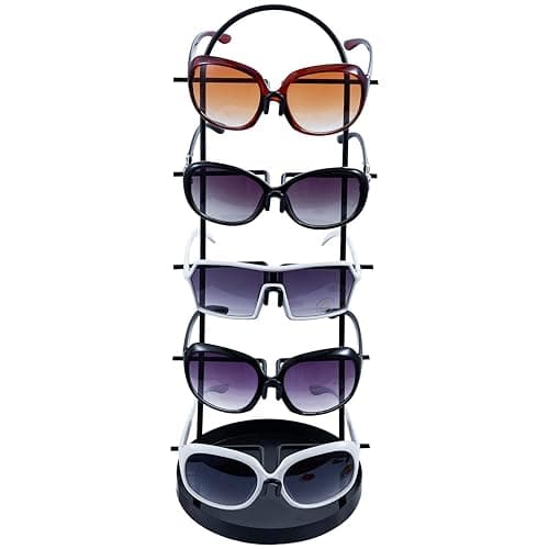 MyGift Modern Black Metal 5-Tier Sunglasses Display Stand with Jewelry Tray, Retail Eyewear Holder thumbnail 8
