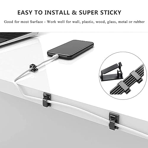 N NOROCME 192 PCS Cable Management Kit 4 Wire Organizer Sleeve,11 Cable Holder,35Cord Clips 10+2 Roll Cable Organizer Straps and 100 Fastening Cable Ties for Computer TV Under Desk, black,clear thumbnail 9