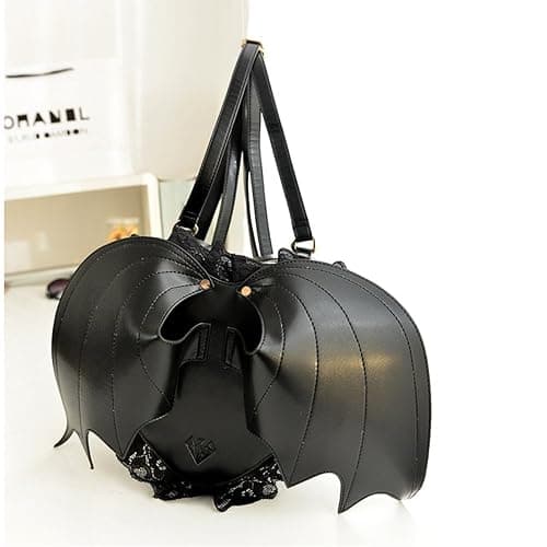 NEEVAS Fashion Girl Gothic Black Bat Heart Wings Backpack Goth Punk Lace Wing Bag thumbnail 5