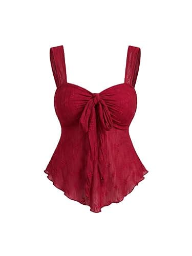 SOLY HUX Women's Cute Babydoll Tops Sleeveless Tie Front Lace Peplum Tank Top Summer Going Out Camisole Top - Image 1