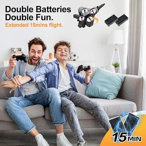 RC Plane Drone Helicopter Quadcopter, RTF 2.4GHz 6-axis Gyro Remote Control Airplane RC Jet Fighter with 3D Flip, Gravity Sensing, Spray Stunts Easy to Fly RC Glider Toys for Adult Kids (Grey) thumbnail 3