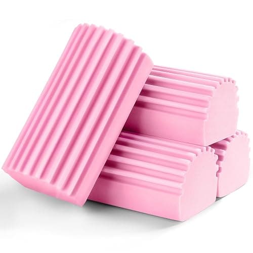 Jeymei Damp Clean Duster Sponge,4Pcs Pink Dust Sponge for Cleaning | Damp Dusting Sponge with Ridges,Baseboard Cleaning Tool,Reusable Wet Duster Sponge,Household Cleaning Sponges for Blinds thumbnail 7