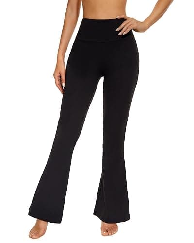 Sundwudu Black Flare Yoga Pants for Women-High Waist Flare Leggings Workout | soft thumbnail 2
