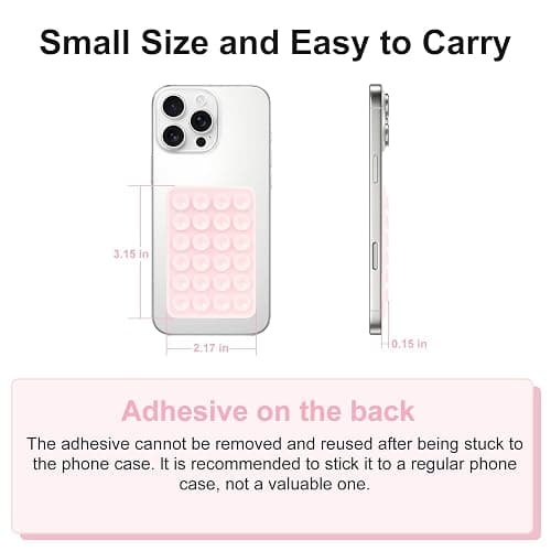 Giumel 2PCS Silicone Suction Phone Case Mount, Non Slip Suction Cup, Hands-Free Phone Accessories Holder for Selfies and Videos, Silicone Adhesive Stand Sticky for Cell Phone Light Pink thumbnail 3
