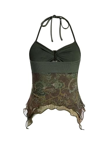 Verdusa Women's Y2k Halter Top Floral Streetwear Fairy 2000s Clothing Gothic Going Out Tops thumbnail 3