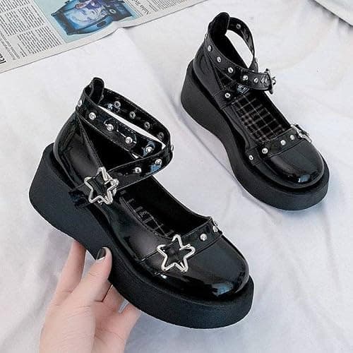 Women's Mary Jane Pumps - Chunky Heel Goth Platform Lolita Shoes - Round Toe Ankle Oxfords thumbnail 2