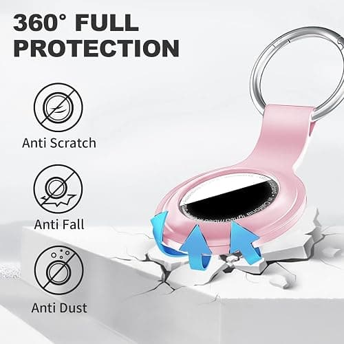 Linsaner [2 Pack] Holder for AirTag 2nd Gen (2026) & 1st Gen, Silicone Case Keychain Key Ring, Protective Cover for Apple for Air Tags, GPS Finder Accessories, Pink/Grey Blue thumbnail 3