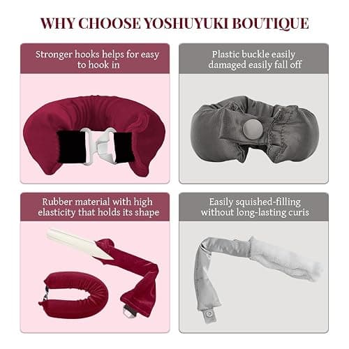 Heatless Hair Curler Heatless Curls Overnight Heatless Blowout with Luxury Cloth Bag Silk Scarf, Curling Rod Headband to Sleep in No Heat Curling with (burgundy, 3Rods) thumbnail 6