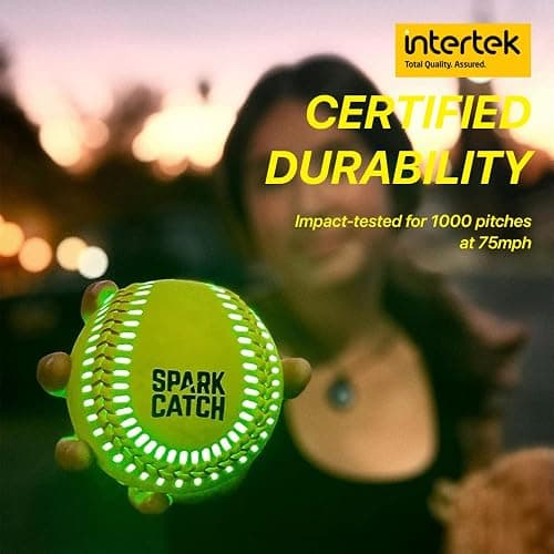 SPARK CATCH Light Up 12" Glow in The Dark Fastpitch Softball for Girls, Teens, and Players (Neon Green) - IMPACT ACTIVATED - Neon Green thumbnail 3