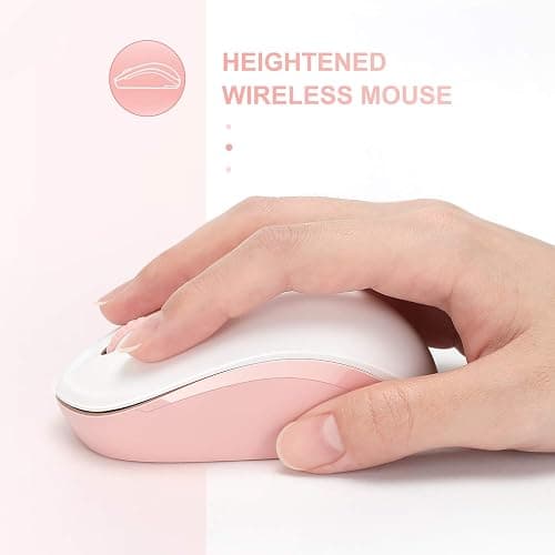 seenda Wireless Mouse, 2.4G Noiseless Mouse with USB Receiver Portable Computer Mice for PC, Tablet, Laptop, Notebook - Pink & White thumbnail 4