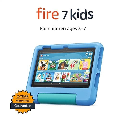 Amazon Fire 7 Kids tablet | 7" display, ages 3–7, includes ads-free books, games and videos that children love, parental controls, 10-hour battery, 32 GB - Fire 7 Kids tablet - 32 GB - Blue thumbnail 6
