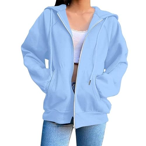 Betadog Womens Zip Up Hoodies Long Sleeve Oversized Sweatshirts Fleece Y2K Jacket Pockets 2025 Fall Outfits Fashion Clothes thumbnail 5